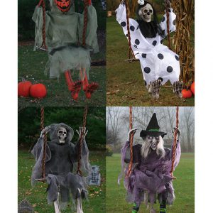 דמות מכשפה מפחידה על נדנדה