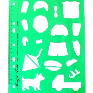 שבלונה של מכונית, כלב, עפיפון וילד